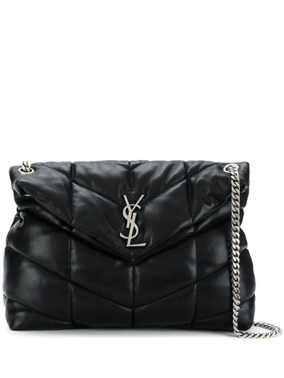 Shop Saint Laurent Medium Loulou Leather Shoulder Bag In Black
