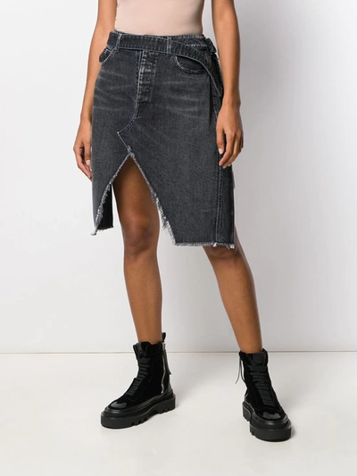 Ben Taverniti Unravel Project Unravel Project Pleated Asymmetric Denim Skirt In Black