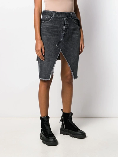 Shop Ben Taverniti Unravel Project Denim And Plaid Asymmetric Skirt In Black