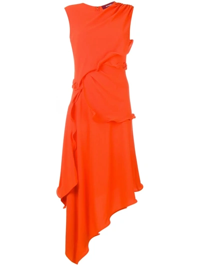 Shop Sies Marjan Helena Ruffle Trim Asymmetric Dress In Orange