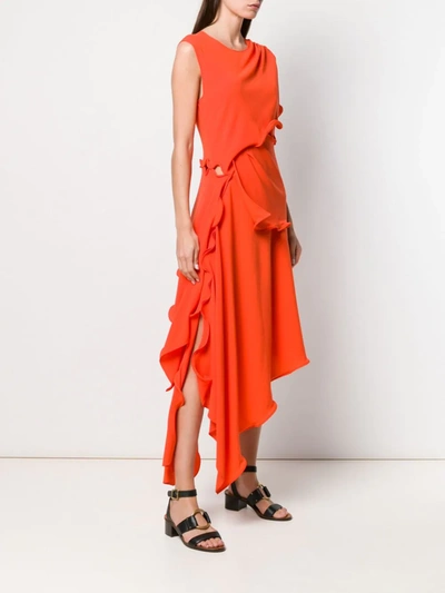 Shop Sies Marjan Helena Ruffle Trim Asymmetric Dress In Orange