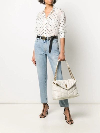 Saint Laurent Medium Loulou Puffer Shoulder Bag In White
