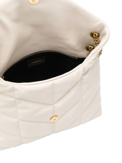 Shop Saint Laurent Medium Loulou Puffer Shoulder Bag In White