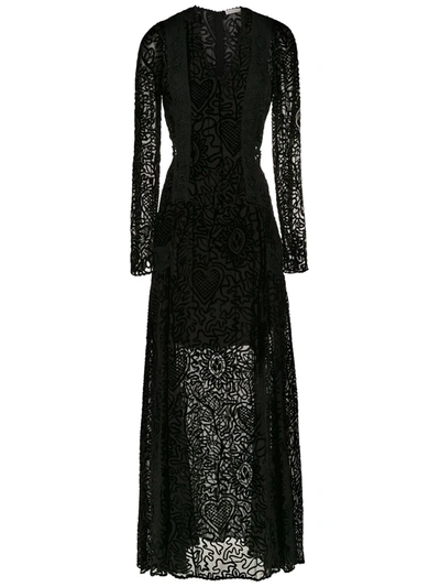 Shop Martha Medeiros Long Velvet Dress In Black