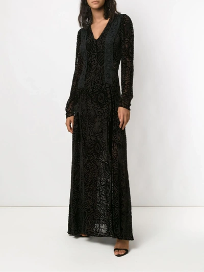 Shop Martha Medeiros Long Velvet Dress In Black