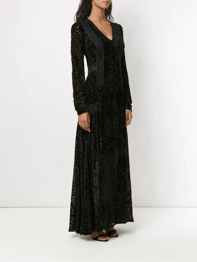 Shop Martha Medeiros Long Velvet Dress In Black