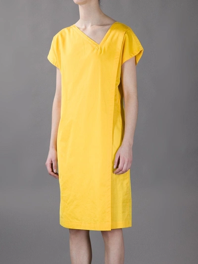Pre-owned Versace Asymmetric Neck Dress In Yellow