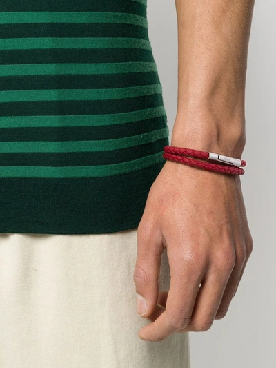 Tod's Woven Strap Bracelet In Red