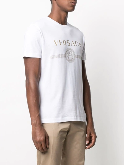 Shop Versace Printed Logo T-shirt In White