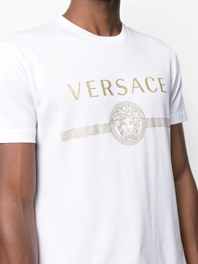 Shop Versace Printed Logo T-shirt In White