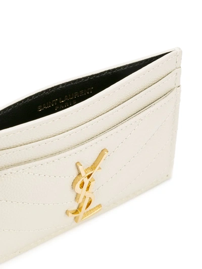 Saint Laurent Monogram Quilted Cardholder In White