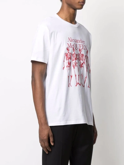 Shop Alexander Mcqueen Skeleton Logo-print Short-sleeve T-shirt In White