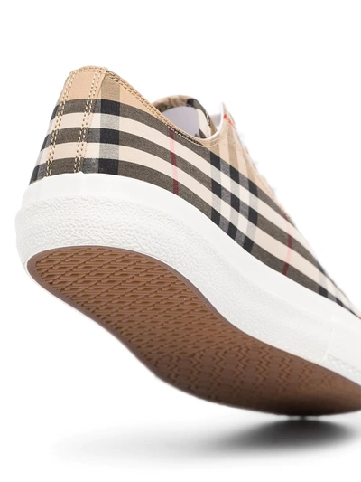 Shop Burberry Logo-print Vintage Check Sneakers In Neutrals