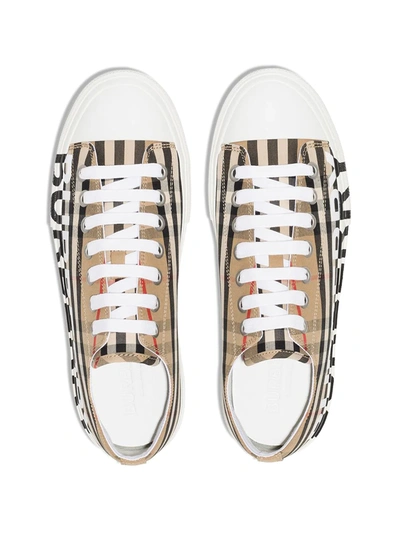 Shop Burberry Logo-print Vintage Check Sneakers In Neutrals