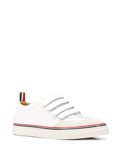Shop Thom Browne Touch Strap Low-top Sneakers In White
