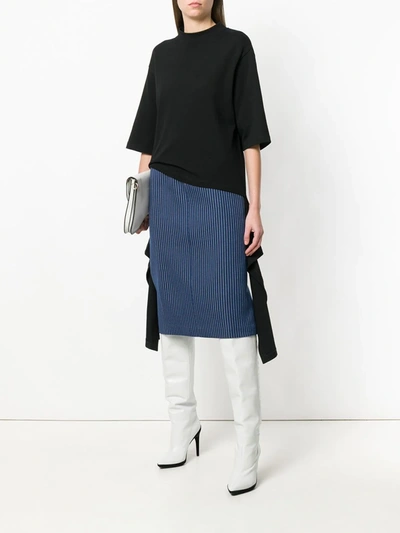 Shop Fendi Pinstripe Midi Skirt In Blue