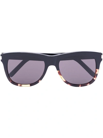 Shop Saint Laurent Havana Square-frame Tortoiseshell Sunglasses In Black