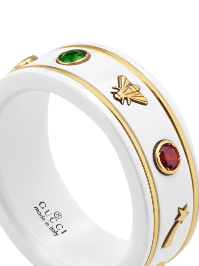 Shop Gucci 18kt Yellow Gold Icon Gemstone Ring In 8521