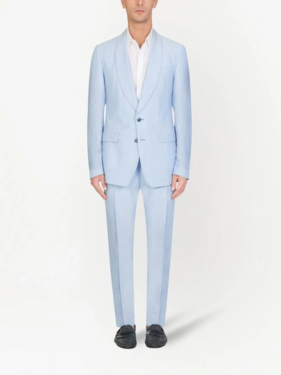 Dolce & Gabbana Shawl Lapel Single-breasted Blazer In Blue