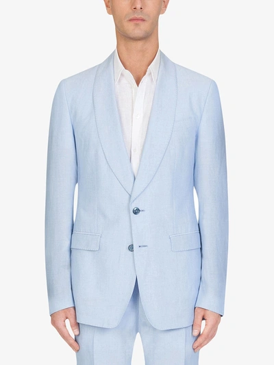 Dolce & Gabbana Shawl Lapel Single-breasted Blazer In Blue