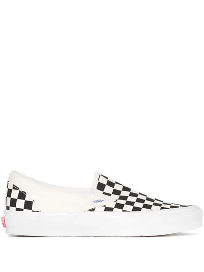 Shop Vans Old Skool Checkerboard Slip-on Sneakers In White