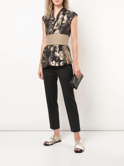 Shop Brunello Cucinelli Floral Corset Blouse In Black