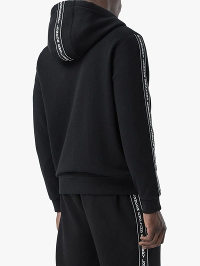 Shop Burberry Logo-tape Zip-up Hoodie In Black