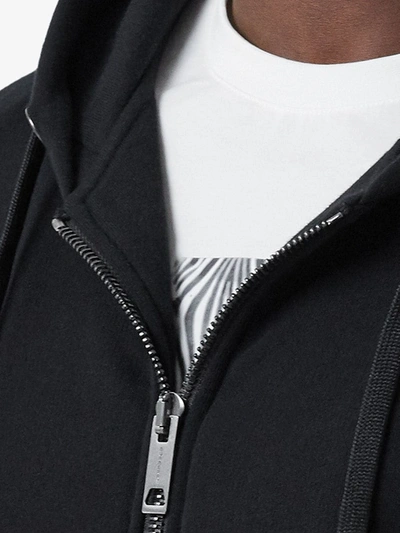 Shop Burberry Logo-tape Zip-up Hoodie In Black