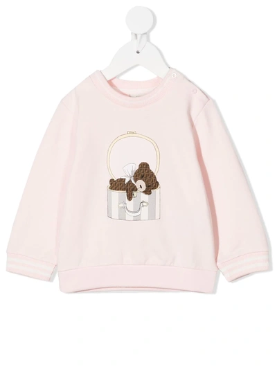 Shop Fendi Bear Print Sweatshirt In Pink