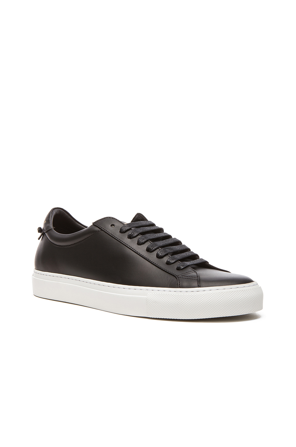black leather low top trainers