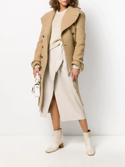 Shop Chloé Double Breasted Coat In Neutrals