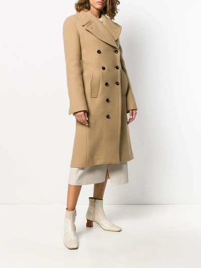 Shop Chloé Double Breasted Coat In Neutrals