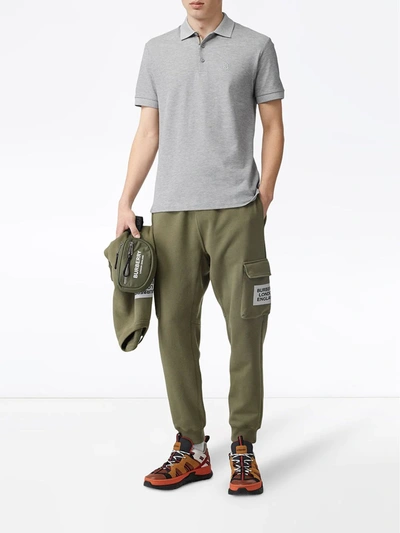 Burberry Grey Short Sleeve Polo Shirt With Buttons In Cotton Man In Gray