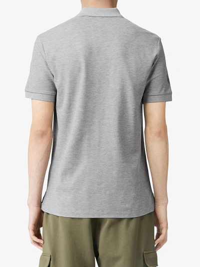 Shop Burberry Monogram Motif Cotton Piqué Polo Shirt In Grey