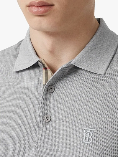 BURBERRY MONOGRAM MOTIF COTTON PIQUÉ POLO SHIRT - 灰色