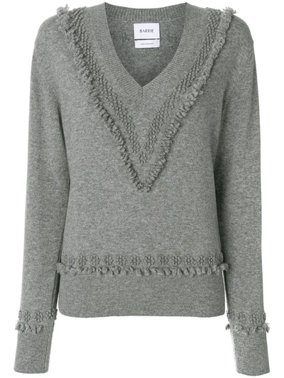 Shop Barrie Romantic Timeless Cashmere V Neck Pullover In Grey