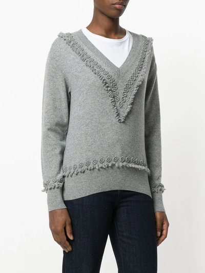 Shop Barrie Romantic Timeless Cashmere V Neck Pullover In Grey