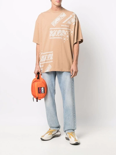 Palm Angels Beige Bandana Print T-shirt In 中性色