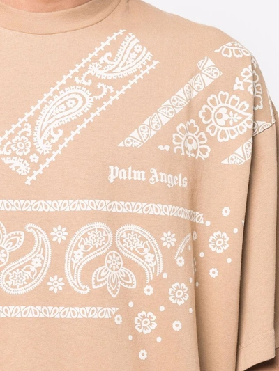 Palm Angels Beige Bandana Print T-shirt In 中性色