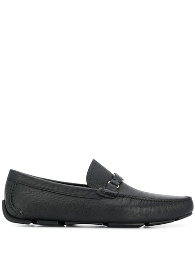 Ferragamo Vara Buckle Driving Shoes In Black