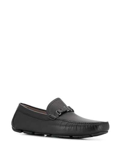 Ferragamo Vara Buckle Driving Shoes In Black