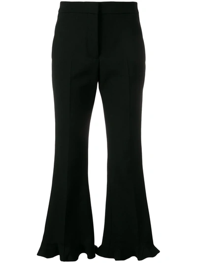 Shop Stella Mccartney Ruffle Flare Tailored Trousers In Black