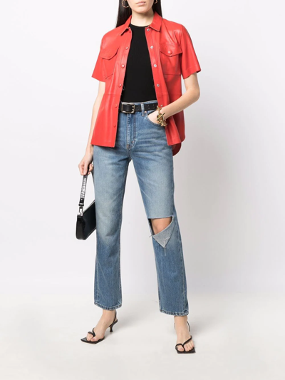 Re/done Distressed Detail Jeans In Blau