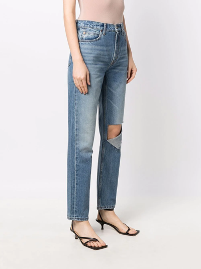 Re/done Distressed Detail Jeans In Blau