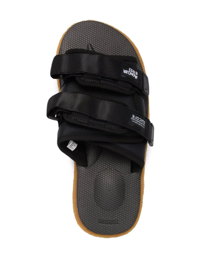 Shop Moncler Logo-print Touch-strap Sandals In Schwarz
