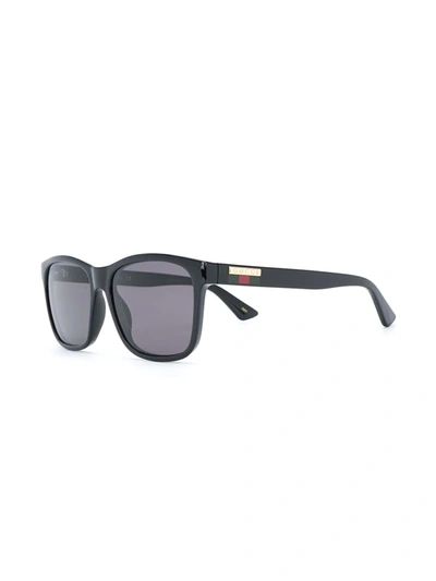 Shop Gucci Rectangular Frame Sunglasses In Black