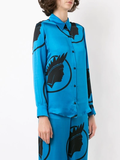 Shop Amir Slama Silk Índio Shirt In Blue