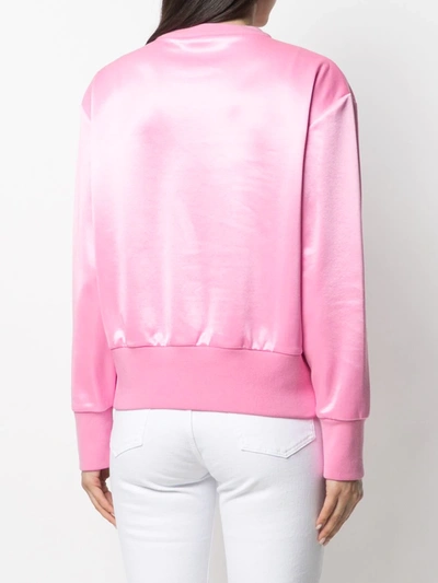 Shop Versace Embroidered Medusa Crew Neck Sweatshirt In Pink
