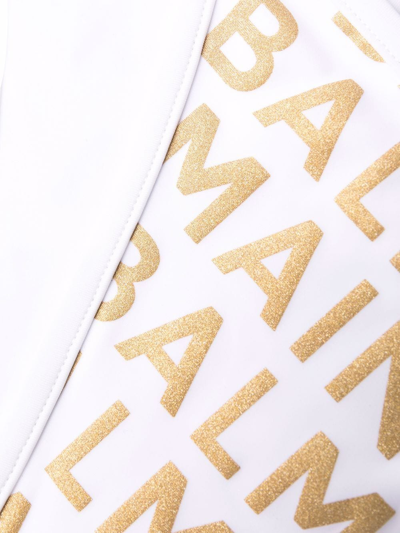 Balmain Logo Triangle Two-piece String Bikini Set In White