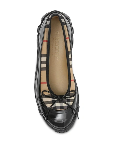 Shop Burberry Overshoe Vintage Check Ballerina Shoes In Neutrals